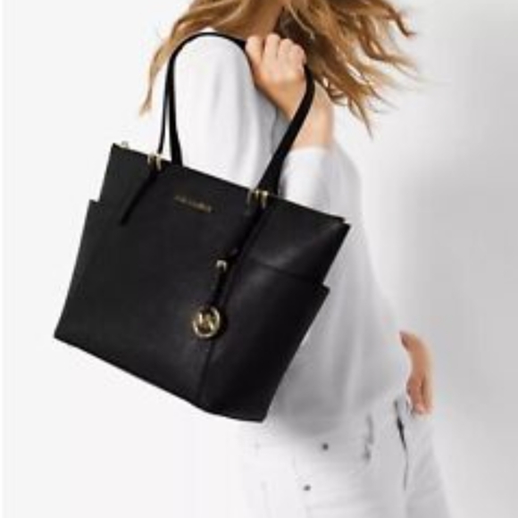 🔥🩷Sale!!! NWT Michael Kors Jet Set Large  Saffiano leather top zip tote - Picture 5 of 16
